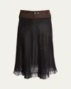 Maison Margiela Hybrid Colorblock Midi Skirt In Black