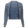 Maison Margiela Raw-neckline Button-up Denim Jacket In Blue