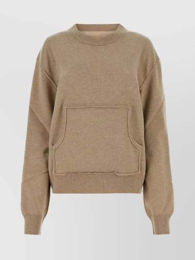 Maison Margiela Iconic Stitchings Blend Knit Sweater In Beige