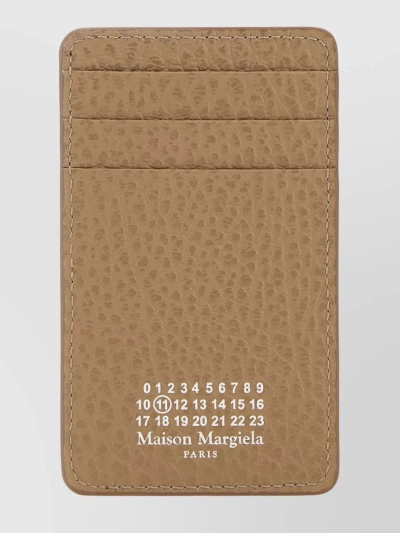 Maison Margiela Iconic Stitchings Leather Card Holder In Beige