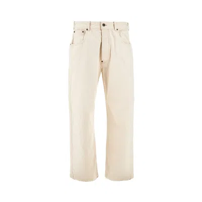 Maison Margiela Ide-leg Jeans With Raw-cut Hem In Sand