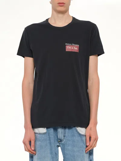 Maison Margiela Faded Black Ring-spun Cotton Jersey T-shirt With Distinctive Stitch Detail