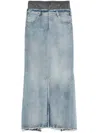Maison Margiela Light Blue Long Skirt With Front Slit And Five Pocket Design In Denim Woman