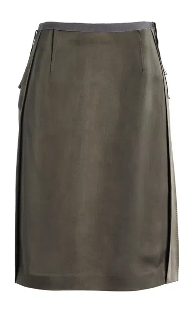 Maison Margiela Inside-out Satin Midi Skirt In Brown