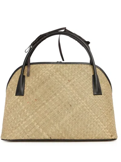 Maison Margiela Interwoven Leather-trim Tote Bag In Neutrals