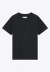 Maison Margiela Washed Black T-shirt With Embroidered Logo In Black