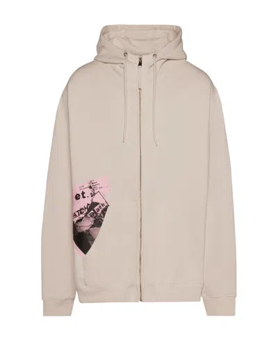 Maison Margiela Invitation Cotton Zip Hoodie In Nude