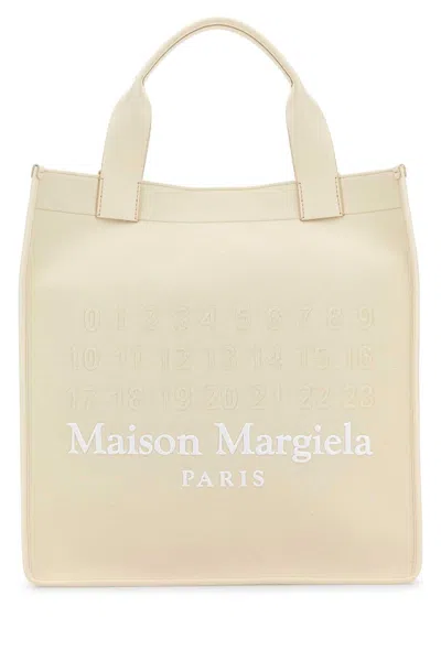 Maison Margiela Ivory Canvas Shopping Bag In Neutral