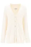 Maison Margiela Ivory Cotton Blend Oversize Cardigan In Neutral