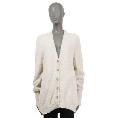 Pre-owned Maison Margiela Ivory Cotton Blend Oversized Boucle Cardigan Jacket Xs In White