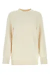 Maison Margiela Cotton Blend Crew Neck Sweater With Textured Finish In Offwhite