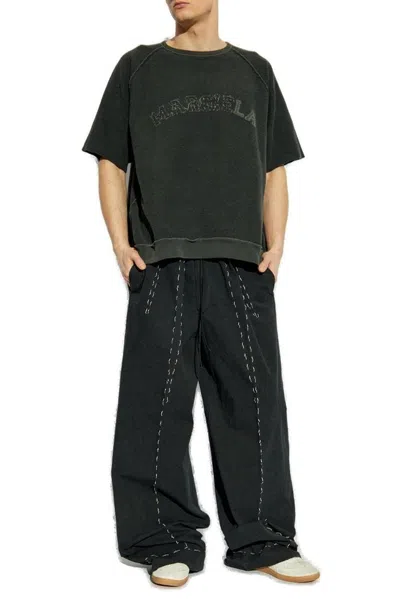 Maison Margiela Ivory Cotton Oversize T-shirt In Black