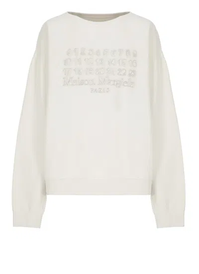 Maison Margiela Ivory Cotton Sweatshirt In White