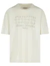 Maison Margiela Cream Cotton T-shirt With Embossed Logo