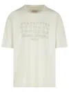 Maison Margiela Cream Cotton T-shirt With Embossed Logo In Cream