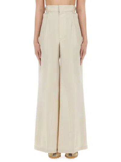 Maison Margiela Ivory Cotton Trousers In Neutral