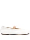 Maison Margiela Ivory Lamb Leather Ballerinas With Delicate Instep Strap In White