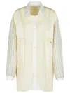 Maison Margiela Striped Sleeve Jacket Front Pockets In Ivory