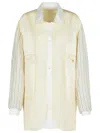 Maison Margiela Striped Sleeve Jacket Front Pockets In Beige