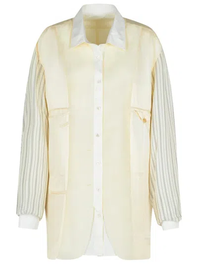 Maison Margiela Ivory Mohair Blend Jacket In Beige