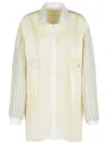 Maison Margiela Striped Sleeve Jacket Front Pockets In Neutrals