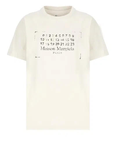 MAISON MARGIELA MAISON MARGIELA IVORY T-SHIRT WITH LOGO