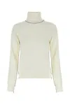 Maison Margiela White High Neck Sweater With Contrasting Stitching In Wool Woman