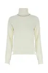 Maison Margiela White High Neck Sweater With Contrasting Stitching In Wool Woman