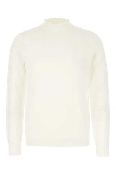Maison Margiela Lightweight Ribbed Wool Sweater With Long Sleeves In Beige