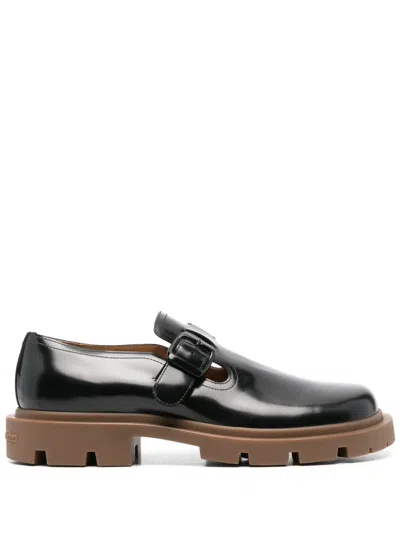 Maison Margiela Leather Lace Up Derby Shoes In Black