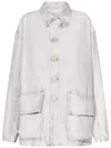 Maison Margiela Oversized Off-white Cotton Denim Jacket With Flap Pockets In Neutral