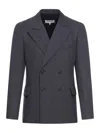 Maison Margiela Barathea Striped Wool Blazer In Blue