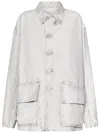 Maison Margiela Oversized Off-white Cotton Denim Jacket With Flap Pockets In Neutral