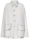 Maison Margiela Oversized Off-white Cotton Denim Jacket With Flap Pockets In Neutral
