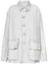 Maison Margiela Oversized Off-white Cotton Denim Jacket With Flap Pockets In Neutral