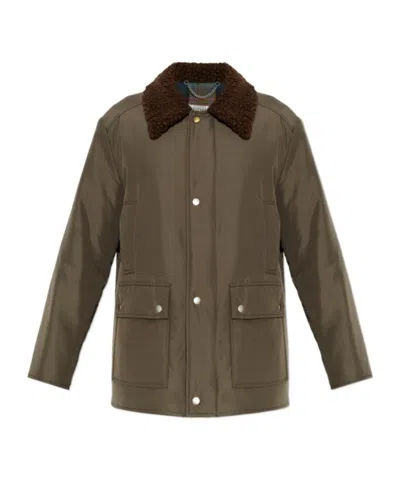 Maison Margiela Shearling-collar Flap-pocket Jacket In Green