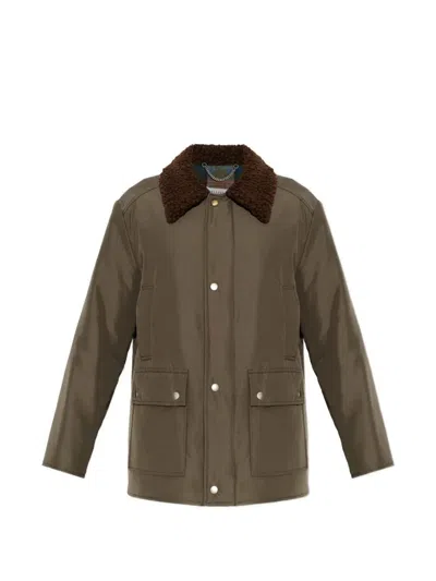 Maison Margiela Jacket With Shearling Collar And Flap Pockets In Green