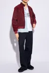 Maison Margiela Stand Collar Zipped Jacket In Burgundy