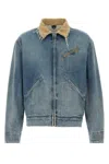 Maison Margiela Frayed Hem Denim Jacket With Contrasting Collar