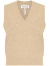Maison Margiela Knitted V-neck Wool Vest In Brown