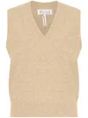 Maison Margiela Knitted V-neck Wool Vest In Brown