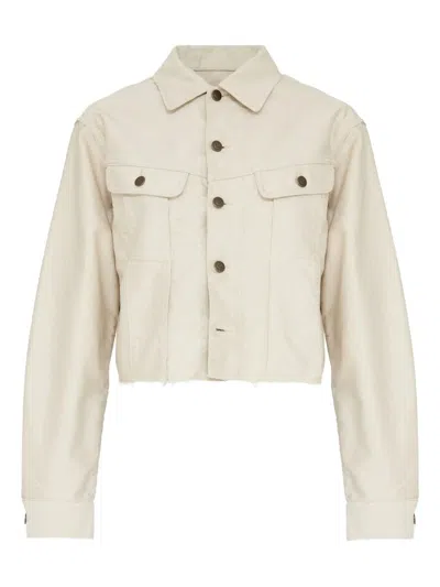 Maison Margiela Cropped Denim Jacket In Neutral