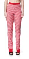 MAISON MARGIELA JACQUARD CHECK PANTS IN RED/WHITE