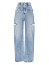 Maison Margiela Womens Blue Icons Cut-out Straight-leg High-rise Jeans In Blue