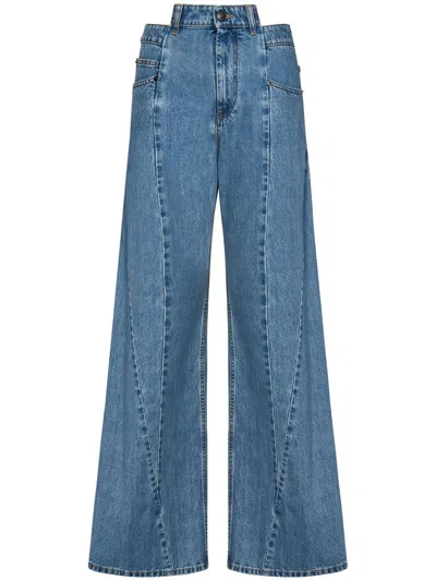 Maison Margiela Women's Cut Out Waistband Relaxed Fit Denim Jeans In Blue