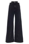 Maison Margiela Black Jeans With Wide Leg And Four-stitch Moniker Logo In Denim Woman In Black