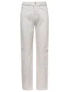 Maison Margiela White 5-pocket Style Straight Jeans With Contrasting Stitching In Cotton Denim Woman In Beige