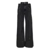 Maison Margiela Black Jeans With Wide Leg And Four-stitch Moniker Logo In Denim Woman In Black