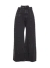Maison Margiela Black Jeans With Wide Leg And Four-stitch Moniker Logo In Denim Woman In Black