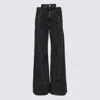 Maison Margiela Black Jeans With Wide Leg And Four-stitch Moniker Logo In Denim Woman In Black